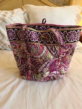 Vera Bradley Quilted Paisley Tote in Pink, Purple & Green